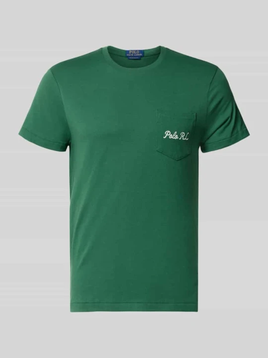 Zdjęcie produktu t-shirt Slim Fit z czystej bawełny z nadruk polo bear i nadruk z motywem Polo Ralph Lauren Ciemnozielony