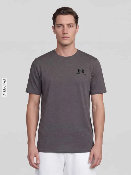Zdjęcie produktu t-shirt sport o kroju regular fit z mieszanki bawełny Under Armour Antracytowy melanż