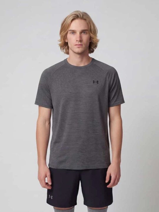 Zdjęcie produktu t-shirt sportowy o kroju regular fit z nadrukiem z logo Under Armour Antracytowy
