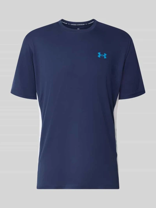 Zdjęcie produktu t-shirt sportowy o kroju regular fit z nadrukiem z logo Under Armour Granatowy