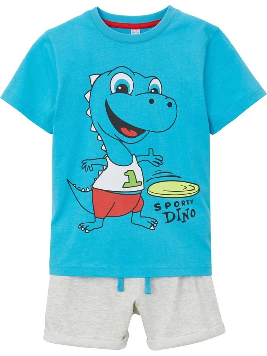 Zdjęcie produktu T-shirt + szorty (2 części) BonPrix niebieski