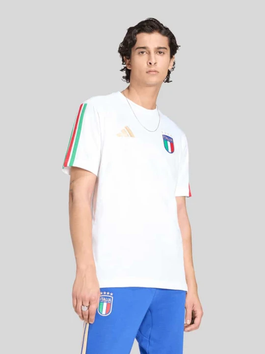 Zdjęcie produktu T-shirt trykotowy z czystej bawełny 'ITALIA' Adidas Biały