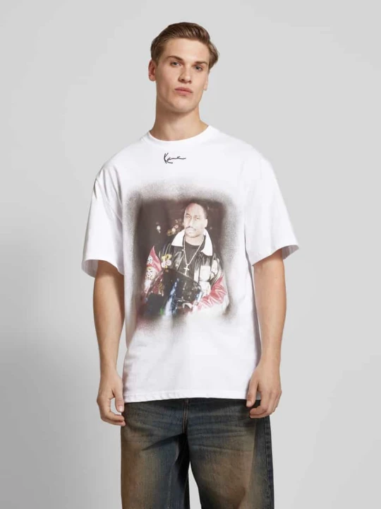 Zdjęcie produktu T-shirt typu oversized z nadrukiem z motywem Karl Kani Biały