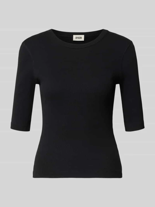 Zdjęcie produktu T-shirt w efekcie prążkowania model 'SELAY' Drykorn czarny