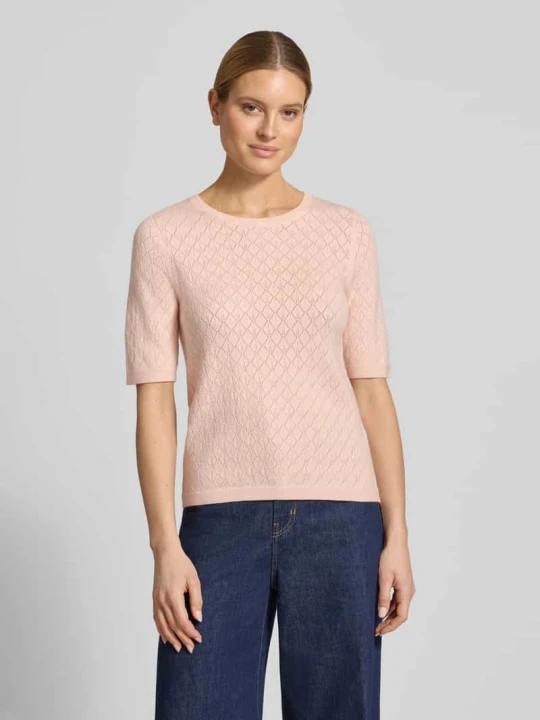 Zdjęcie produktu T-shirt w kroju regular fit o wyglądzie burnout model 'HELEN' Selected Różowy