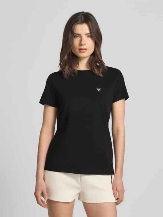 Zdjęcie produktu T-shirt w kroju regular fit z aplikacją logo model 'Colette' Guess Czarny