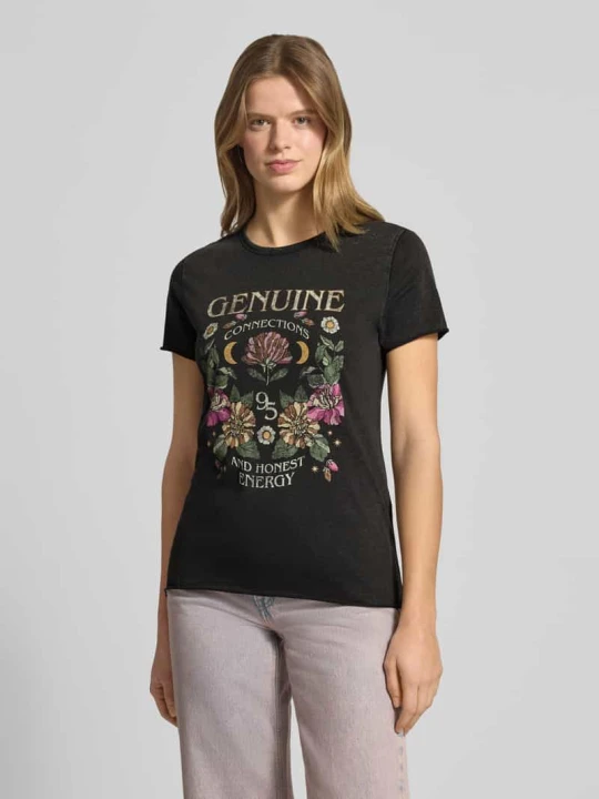 Zdjęcie produktu T-shirt w kroju regular fit z czystej Bawełna Model 'LUCY' Only Czarny