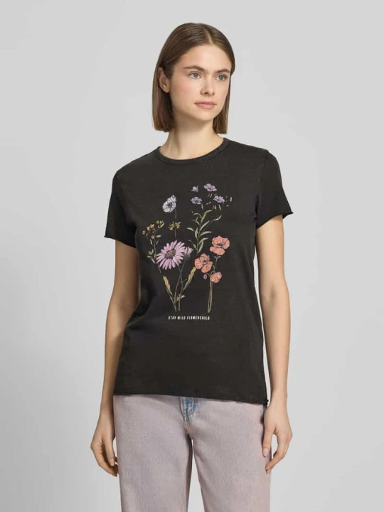 Zdjęcie produktu T-shirt w kroju regular fit z czystej Bawełna Model 'LUCY' Only Czarny