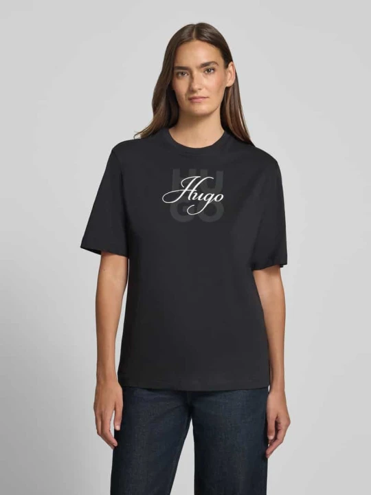 Zdjęcie produktu t-shirt w kroju regular fit z czystej bawełny model 'Dashire_5' Hugo Czarny