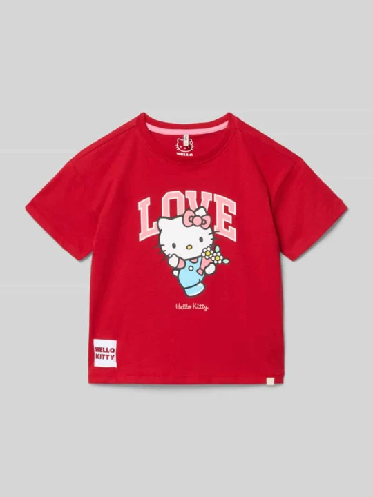 Zdjęcie produktu T-shirt w kroju regular fit z czystej bawełny Model 'KITTY' Only Wiśniowy