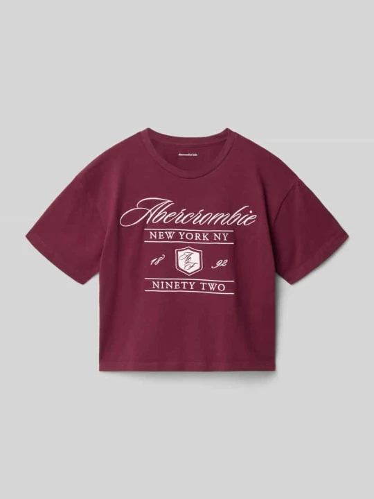 Zdjęcie produktu T-shirt w kroju regular fit z haftowanym logo Abercrombie & Fitch Bordowy