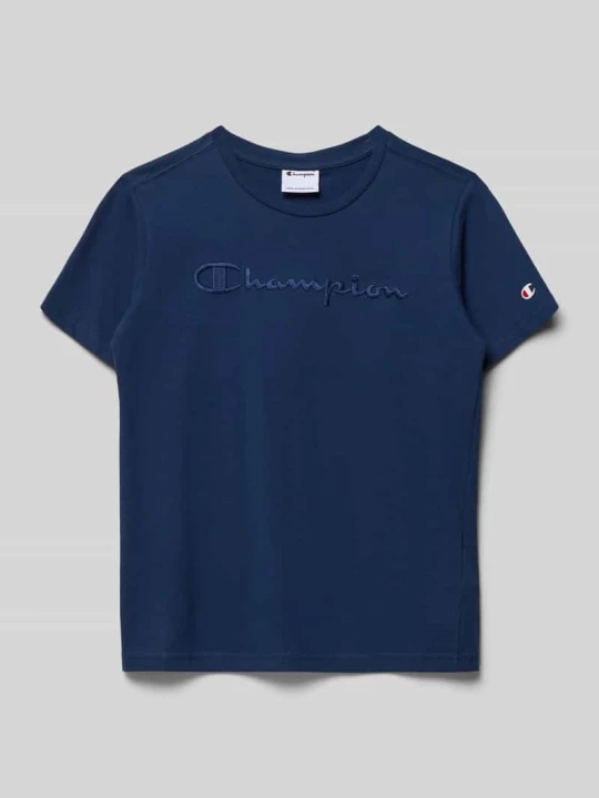 Zdjęcie produktu T-shirt w kroju regular fit z haftowanym logo Champion Ciemnoniebieski