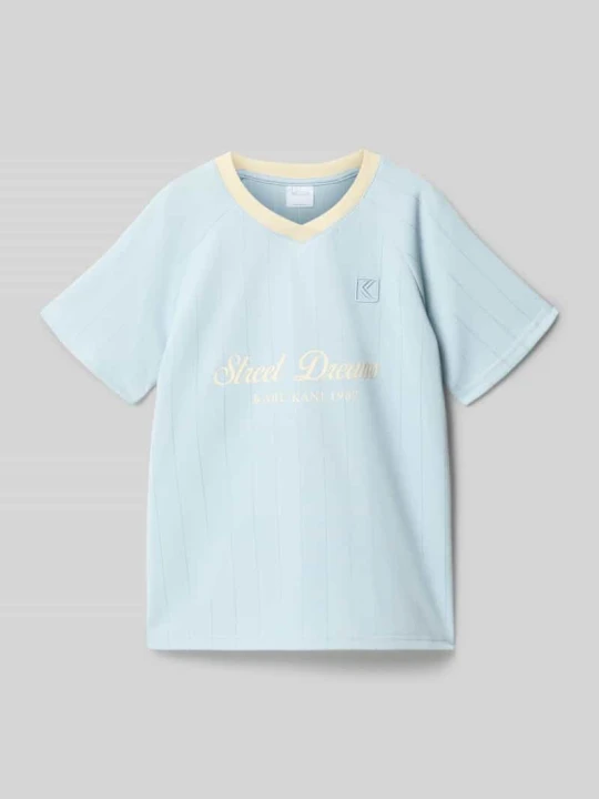 Zdjęcie produktu T-shirt w kroju regular fit z haftowanym logo Karl Kani Błękitny