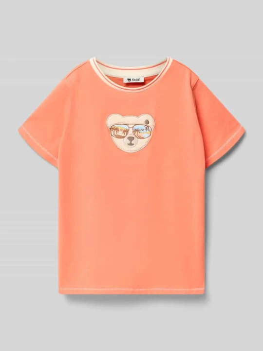 Zdjęcie produktu T-shirt w kroju regular fit z haftowanym logo Steiff Łososiowy