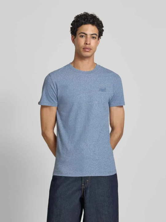 Zdjęcie produktu T-shirt w kroju regular fit z haftowanym logo Superdry Królewski niebieski melanż