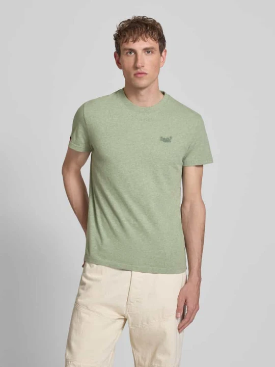 Zdjęcie produktu T-shirt w kroju regular fit z haftowanym logo Superdry Jasnozielony