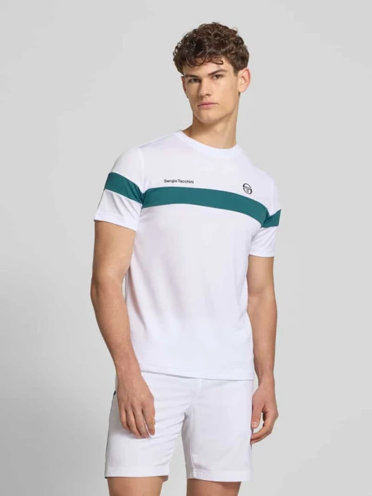 Zdjęcie produktu T-shirt w kroju regular fit z nadrukiem logo model 'Leone' Sergio Tacchini Biały