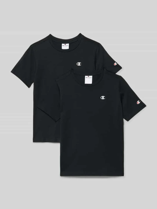 Zdjęcie produktu T-shirt w kroju regular fit z nadrukiem logo w 2-paku Champion Czarny
