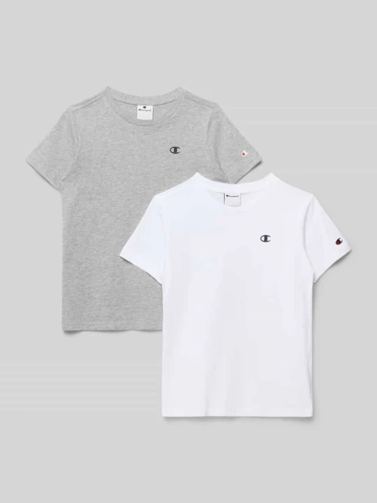 Zdjęcie produktu T-shirt w kroju regular fit z nadrukiem logo w 2-paku Champion Jasnoszary