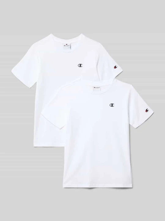 Zdjęcie produktu T-shirt w kroju regular fit z nadrukiem logo w 2-paku Champion Biały