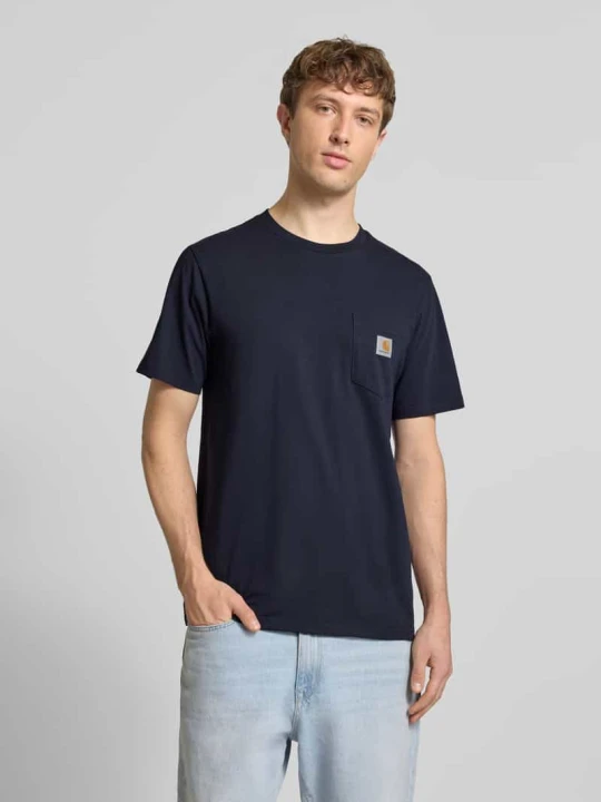 Zdjęcie produktu T-shirt w kroju regular fit z naszywką z logo Carhartt WIP Granatowy
