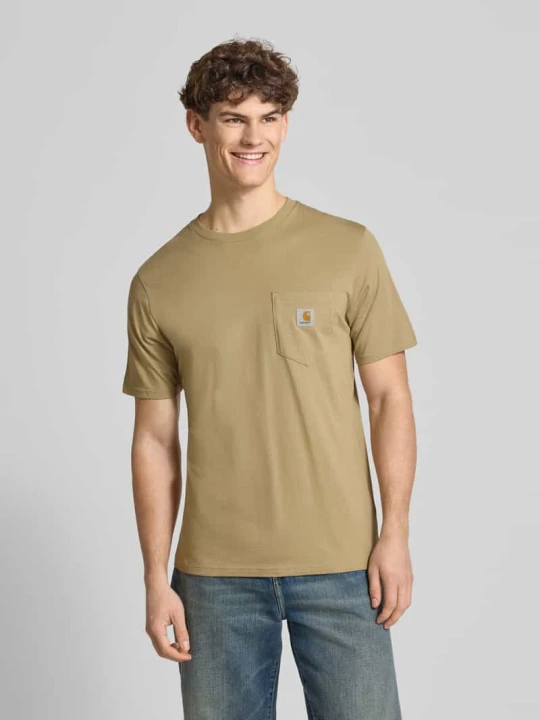 Zdjęcie produktu T-shirt w kroju regular fit z naszywką z logo Carhartt WIP Beżowy