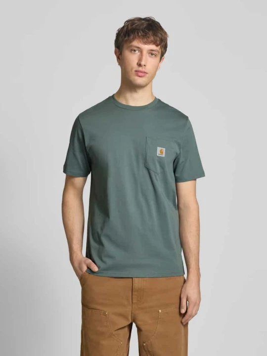 Zdjęcie produktu T-shirt w kroju regular fit z naszywką z logo Carhartt WIP Zielony