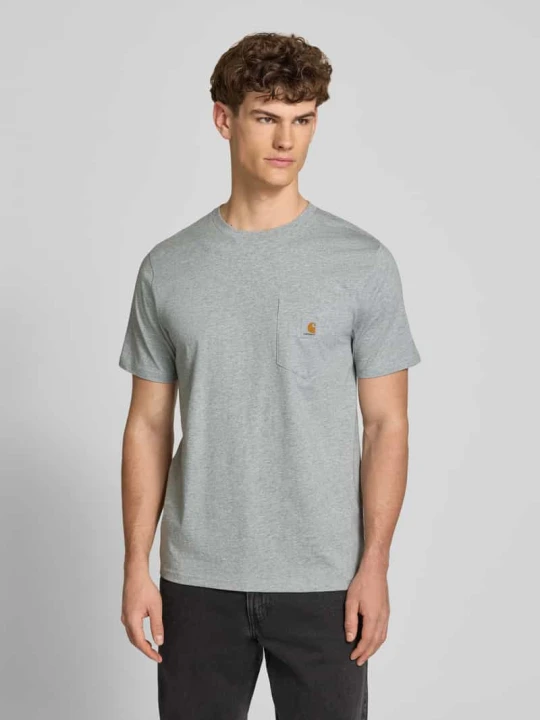 Zdjęcie produktu T-shirt w kroju regular fit z naszywką z logo Carhartt WIP Średnioszary melanż