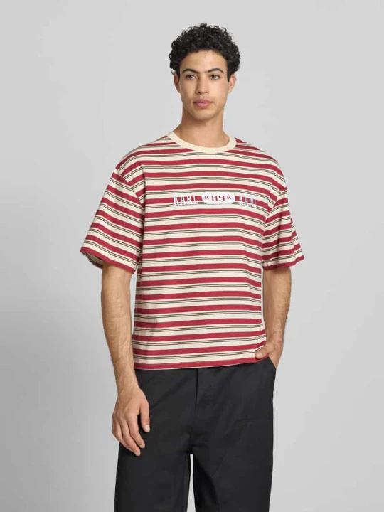 Zdjęcie produktu T-shirt w kroju relaxed fit z logo-stitching model 'Heritage' Karl Kani Czerwony
