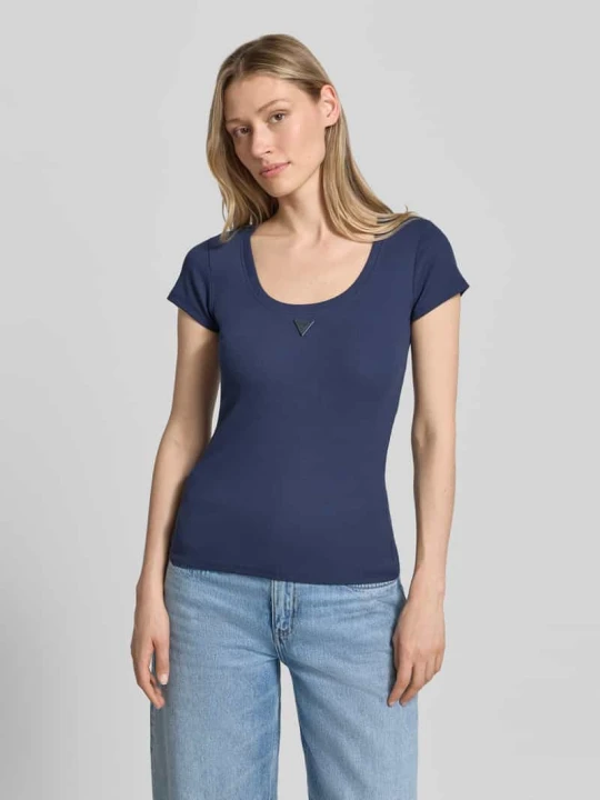 Zdjęcie produktu T-shirt w kroju slim fit z aplikacją logo Guess Granatowy