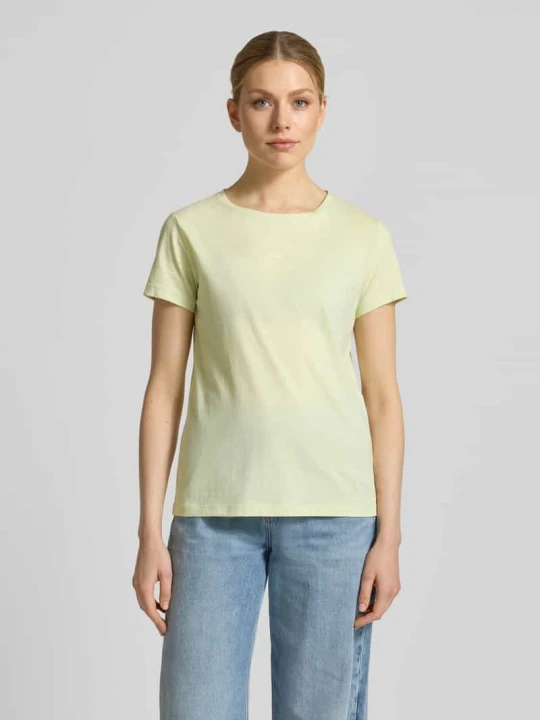 Zdjęcie produktu T-shirt w kroju slim fit z czystej bawełny model 'ELOVE_EMBRO' Boss Jasnozielony