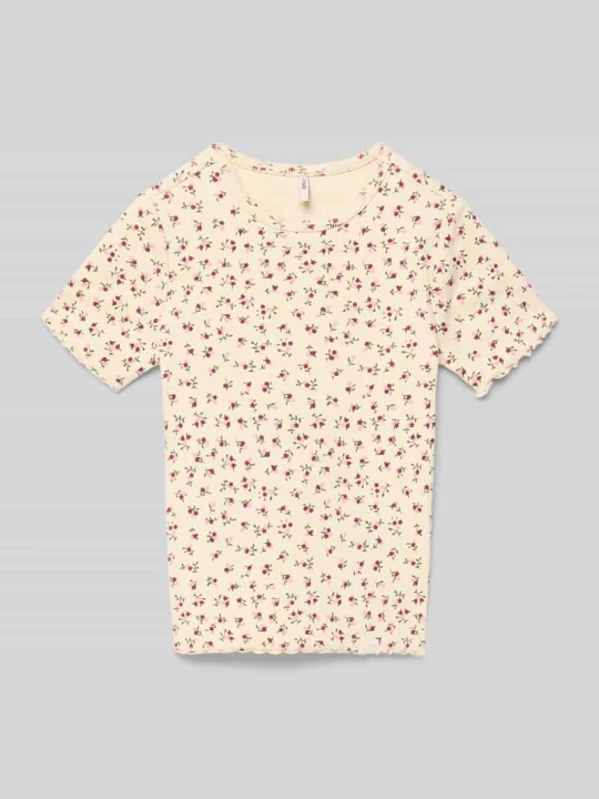 Zdjęcie produktu T-shirt w kroju slim fit z mieszanka bawełny Model 'TRINNY' Only Piaskowy