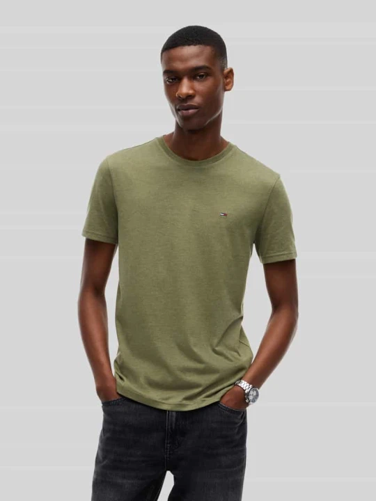 Zdjęcie produktu t-shirt w kroju slim fit z mieszanki bawełny Tommy Jeans Khaki