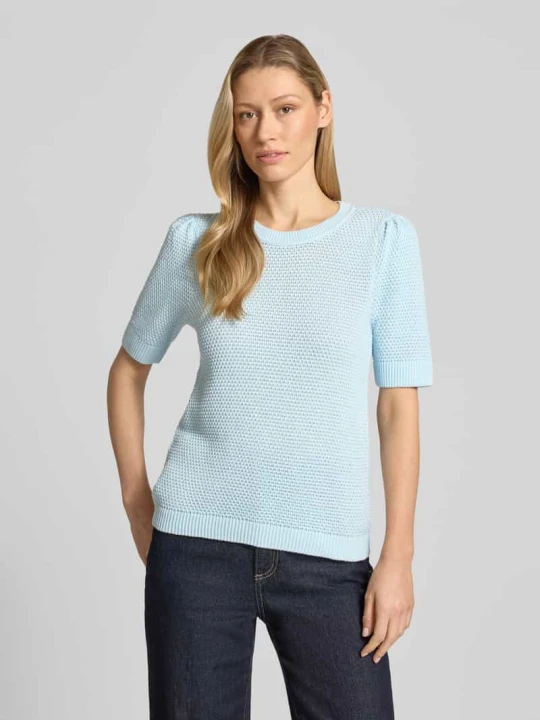 Zdjęcie produktu T-shirt w optyce dzianiny, krój slim fit, model 'Vidalo' Vila Jasnoniebieski
