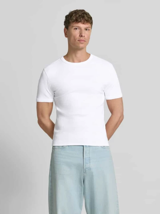 Zdjęcie produktu T-shirt w prążkowaniu z okrągłym dekoltem Jake*s Biały