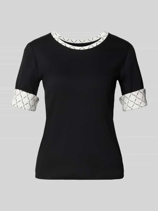 Zdjęcie produktu T-shirt w prążkowaniu z okrągłym dekoltem Marc Cain Czarny