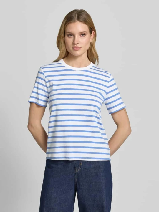 Zdjęcie produktu t-shirt we wzór na całej powierzchni z okrągłym dekoltem comma Królewski niebieski