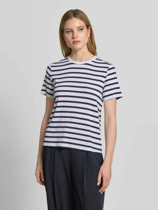 Zdjęcie produktu t-shirt we wzór na całej powierzchni z okrągłym dekoltem comma Granatowy