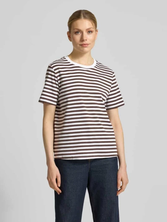 Zdjęcie produktu t-shirt we wzór na całej powierzchni z okrągłym dekoltem comma Ciemnobrązowy