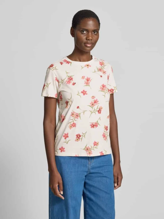 Zdjęcie produktu t-shirt we wzór na całej powierzchni z okrągłym dekoltem Jake*s Złamany biały melanż