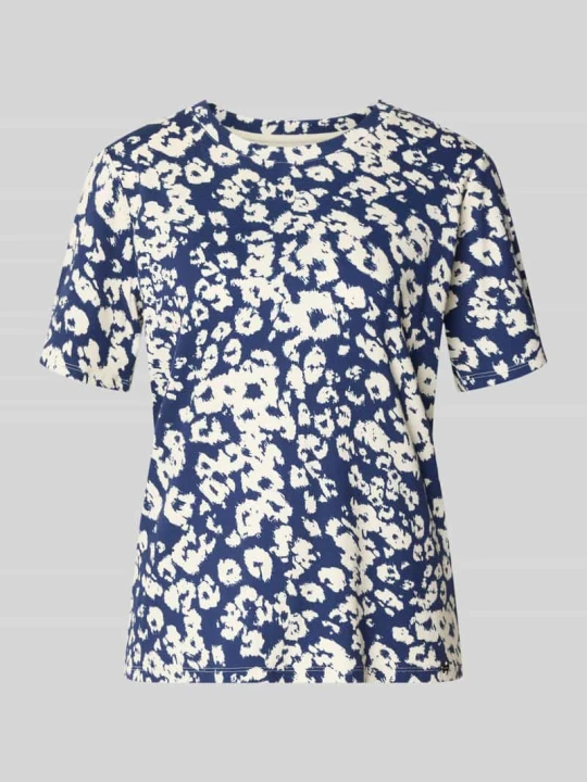 Zdjęcie produktu t-shirt we wzór na całej powierzchni z okrągłym dekoltem Marc Cain Królewski niebieski