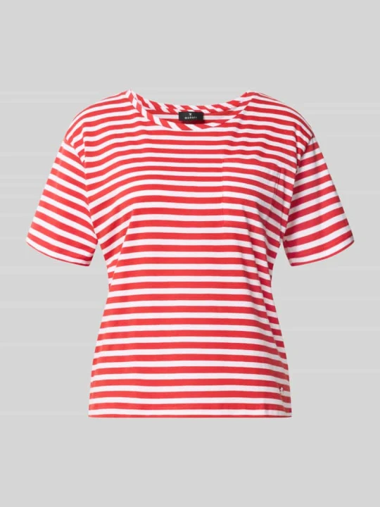 Zdjęcie produktu t-shirt we wzór na całej powierzchni z okrągłym dekoltem Monari Czerwony