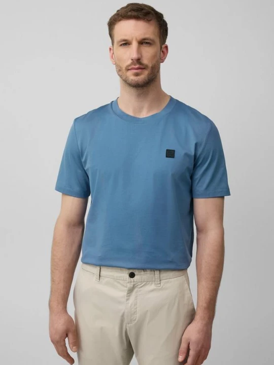 Zdjęcie produktu T-shirt wykonany z merceryzowanej bawełny z naszywką z metką s.Oliver petrolowy