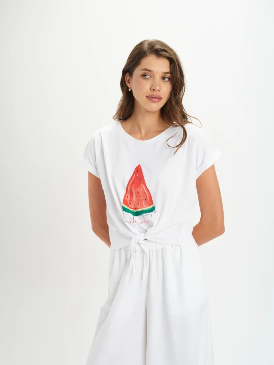 Zdjęcie produktu T-shirt z barwnym motywem TOP SECRET Biały