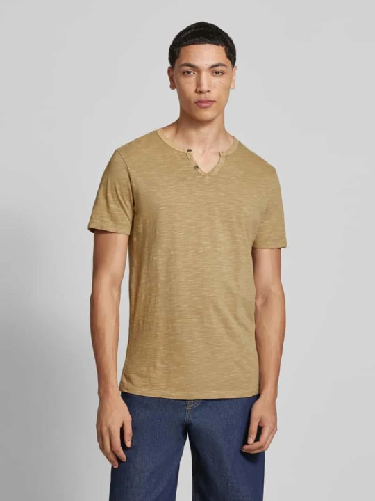 Zdjęcie produktu T-shirt z Bawełna Model 'SPLIT' Jack&Jones Beżowy