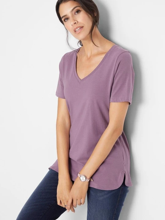 Zdjęcie produktu T-shirt z bawełną organiczną BonPrix fioletowy