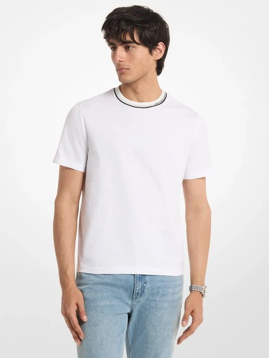 Zdjęcie produktu T-shirt z bawełnianego dżerseju z logo Michael Kors BIAŁY (Biały)