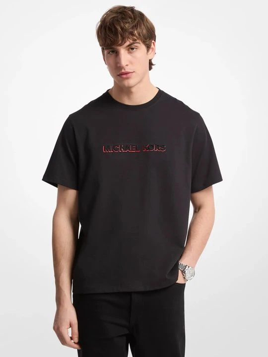 Zdjęcie produktu T-shirt z bawełnianego dżerseju z logo Michael Kors CZARNY (Czarny)