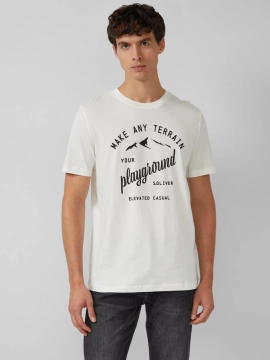 Zdjęcie produktu T-shirt z bawełnianym nadrukiem z przodu s.Oliver biały