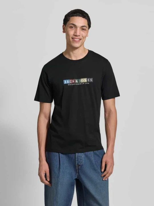 Zdjęcie produktu t-shirt z bawełny ekologicznej model 'NANTUCKET' Jack&Jones Czarny